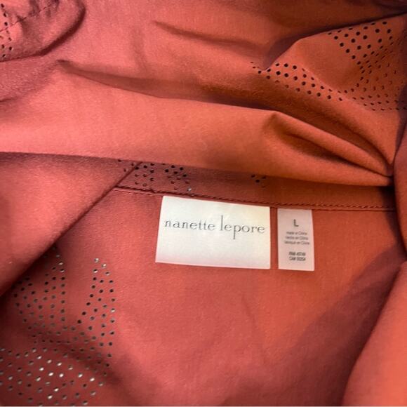 Nanette Lepore Play Ruched Swan Preforated Jacket sz L cinnamon - Picture 5 of 9